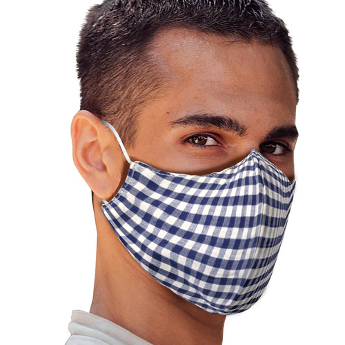 Navy Gingham Face Mask