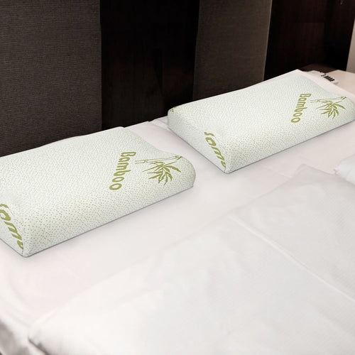 S-L Size Options -- 1Pc Bamboo Memory Foam Sleep Pillow Contoured